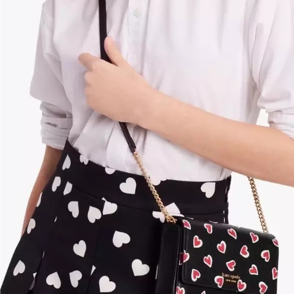 KATE SPADE MORGAN STENCIL HEARTS FLAP CHAIN WALLET CROSSBODY W/DUSTBAG NWT - Picture 11 of 12